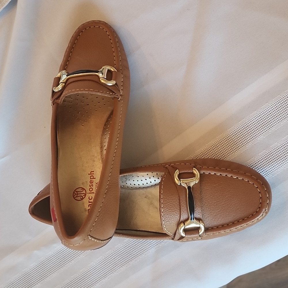 Authentic Marc Joseph brown soft leather penny driving loafers